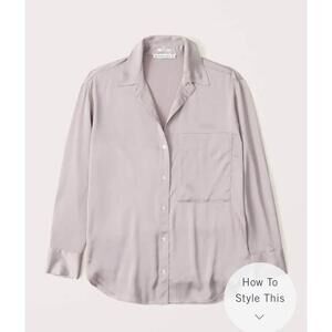 Abercrombie & Fitch Light Pink Oversized Button-Up Shirt